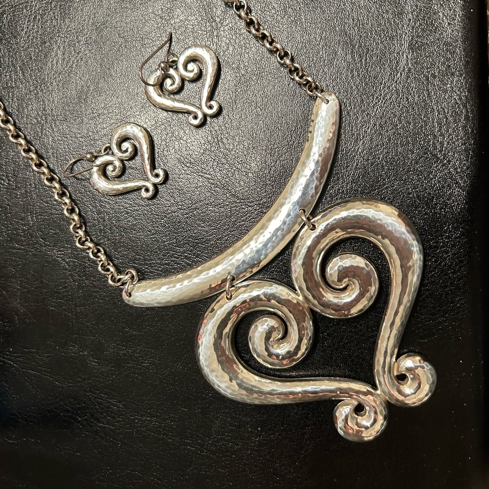 Brighton Retired Genoa Heart Necklace and Earring Set
